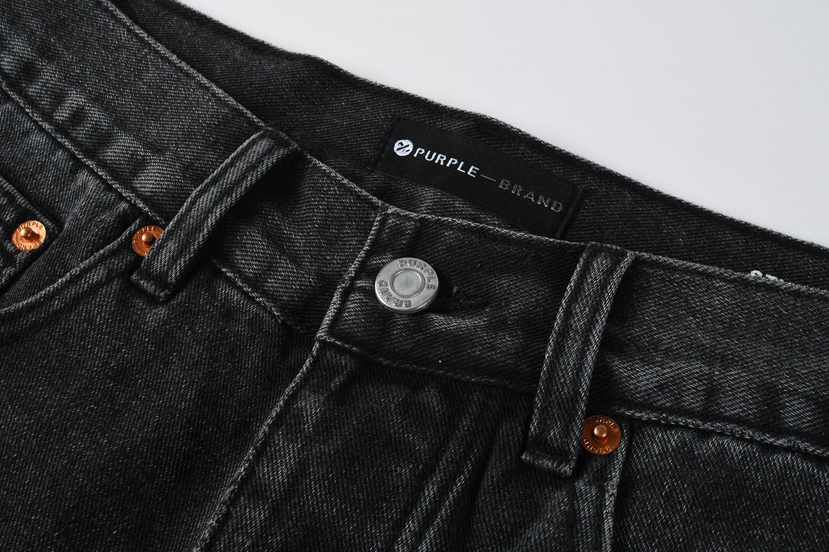 Men Streetwear Wide-Leg Jeans Black Gray Wash with 3D Pinched Pleats