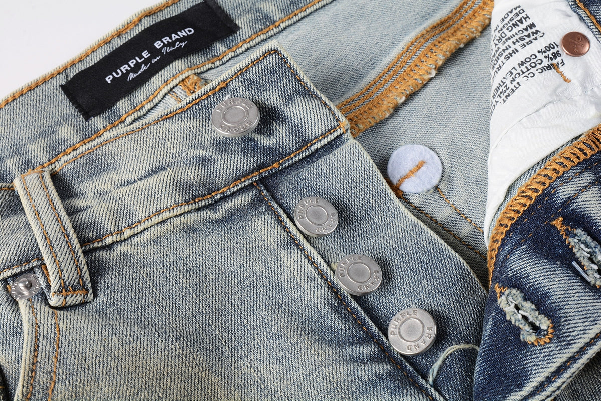 Men Streetwear Skinny Jeans Light Gray Wash with Multi-Color Paint Splatter and Distressed Patches 9071