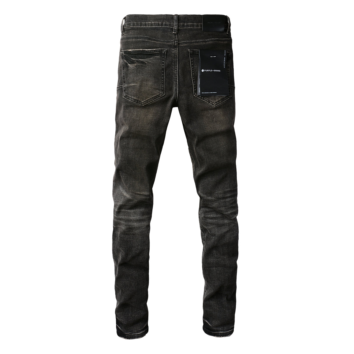 Men Streetwear Skinny Jeans Dark Gray Wash with Multi - Color Patched Distressed Details 9080