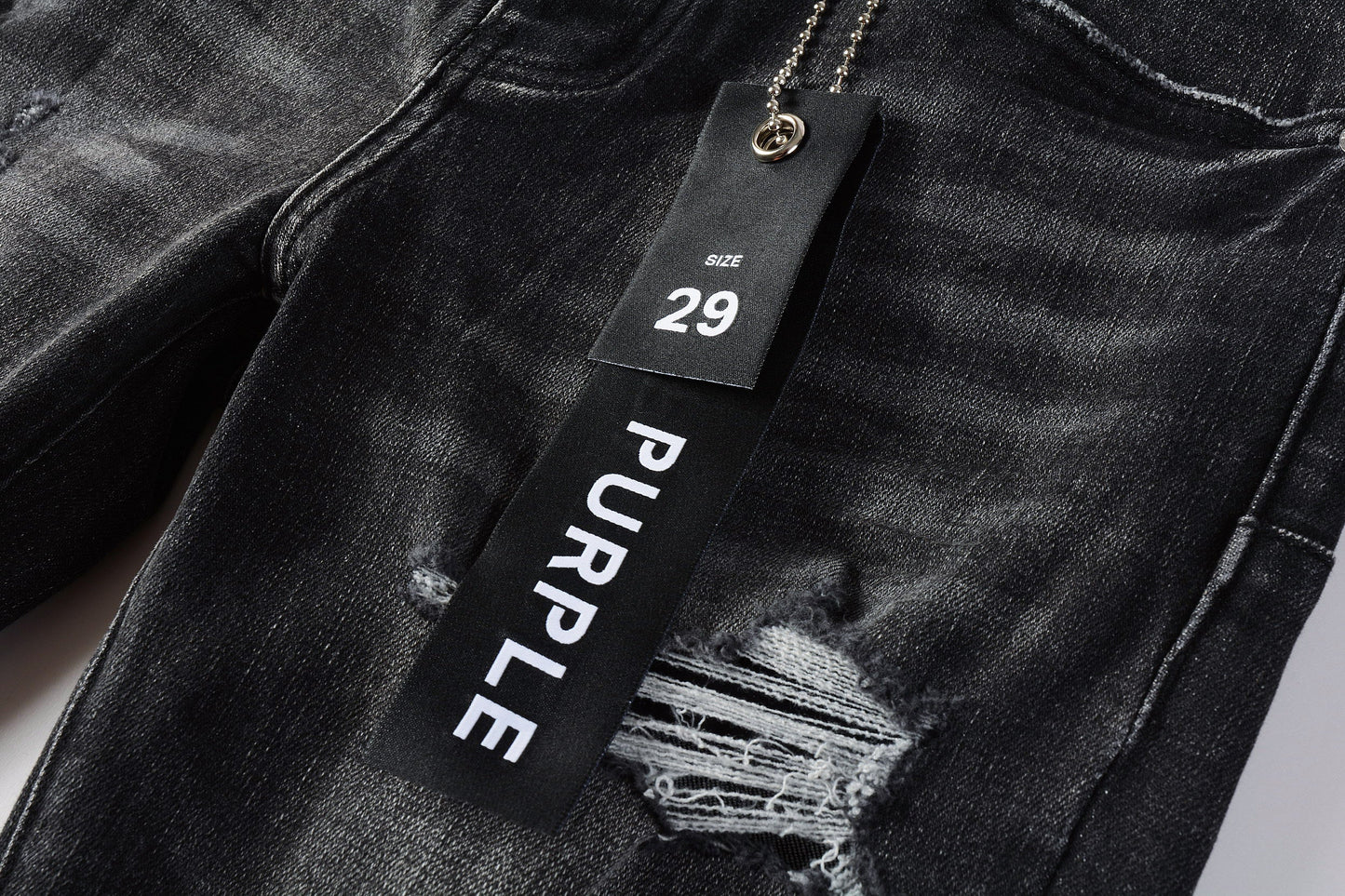 Men Streetwear Skinny Jeans Dark Gray Wash with Heavy Distressed Ripped Details 9079