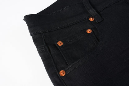 Men Streetwear Skinny Jeans Black Wash with Clean Minimalist Style 9023