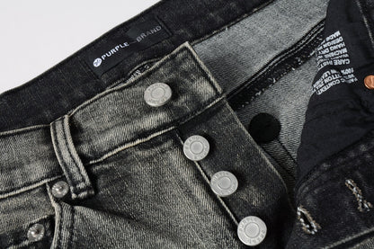 Men Classic Streetwear Jeans Distressed Black Grey Ripped skinny 9068
