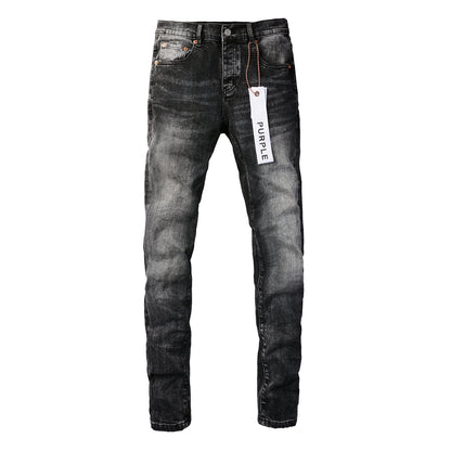 Men Streetwear Skinny Jeans Dark Gray Wash with Minimalist Style 9019