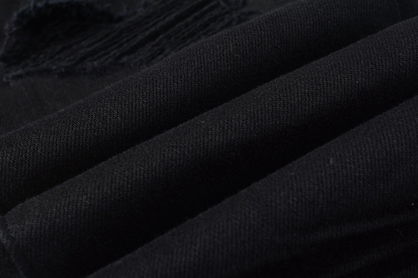 Men Streetwear Skinny Jeans Black Wash with Distressed Rip Details 9022