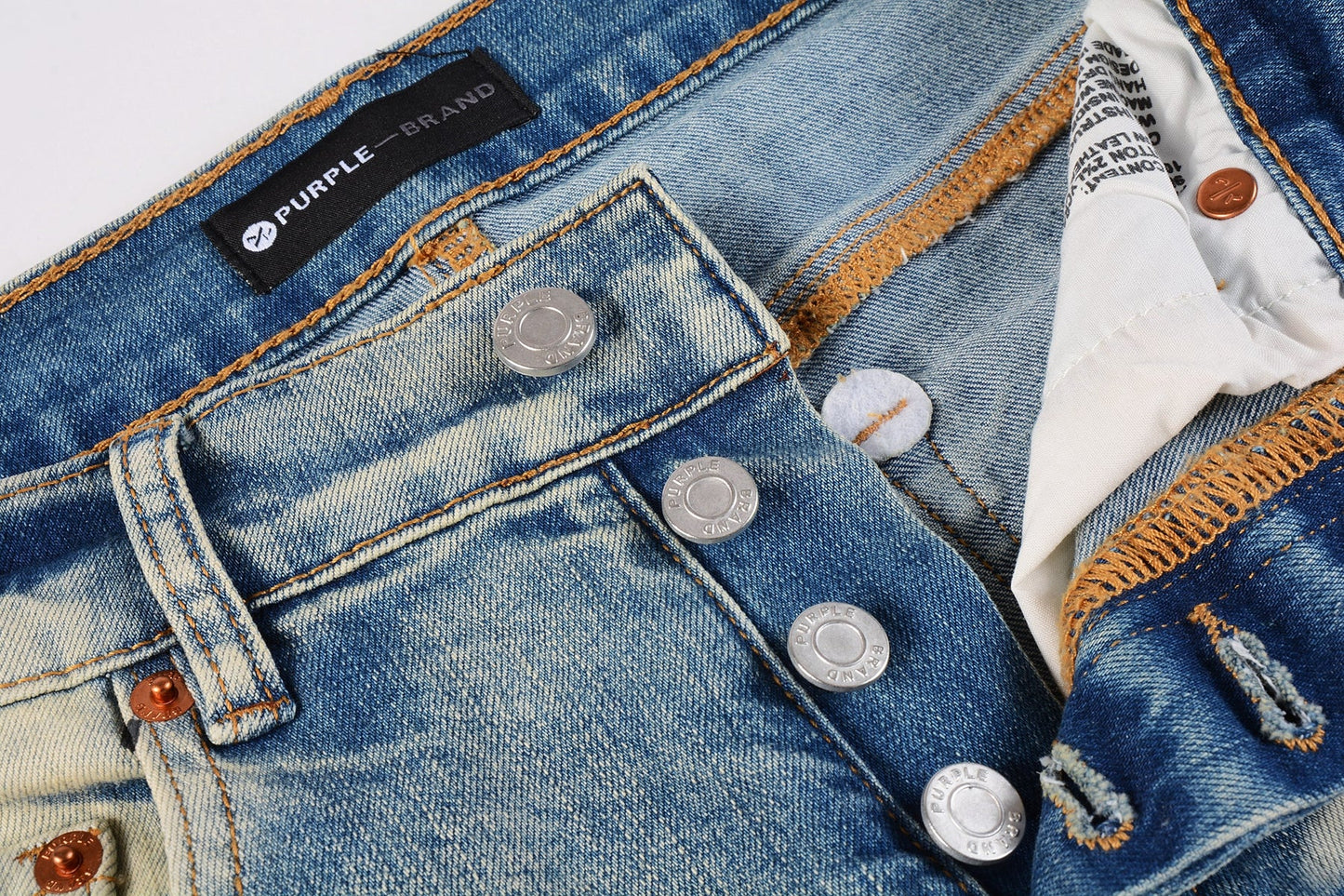 Men Streetwear Skinny Jeans Light Blue Wash with White Paint Splatter and Distressed Rips 9007