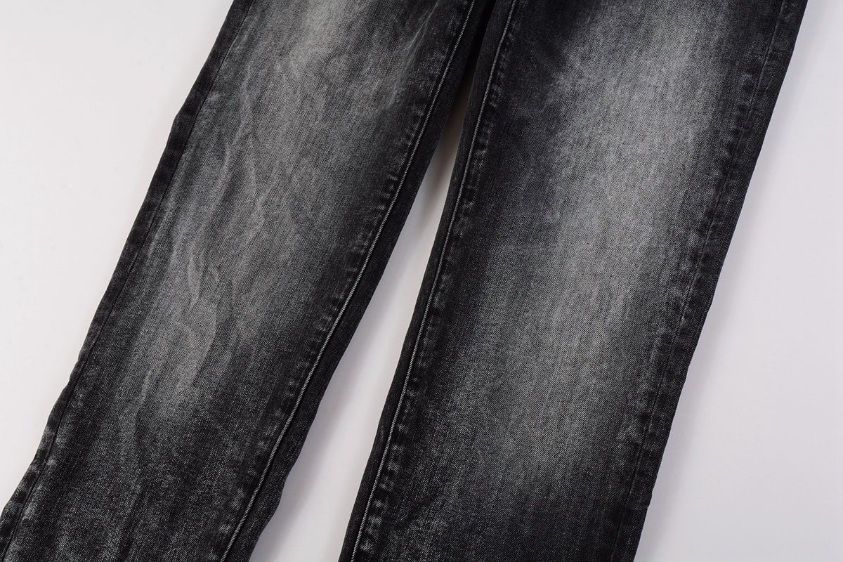 Men Streetwear Skinny Jeans Dark Gray Wash with Minimalist Style 9019