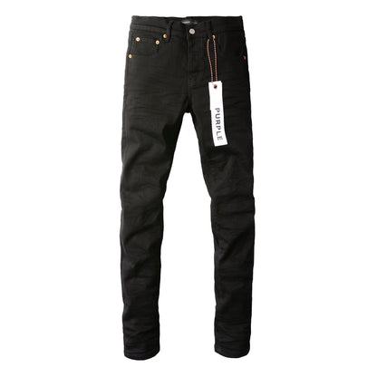 Men Streetwear Skinny Jeans Black Wash with Clean Minimalist Style 9023