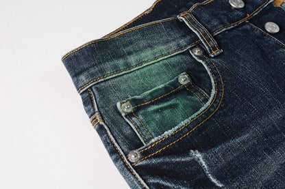 Blue Stretch Jeans 9070 with Medium Elasticity andFull Length Design