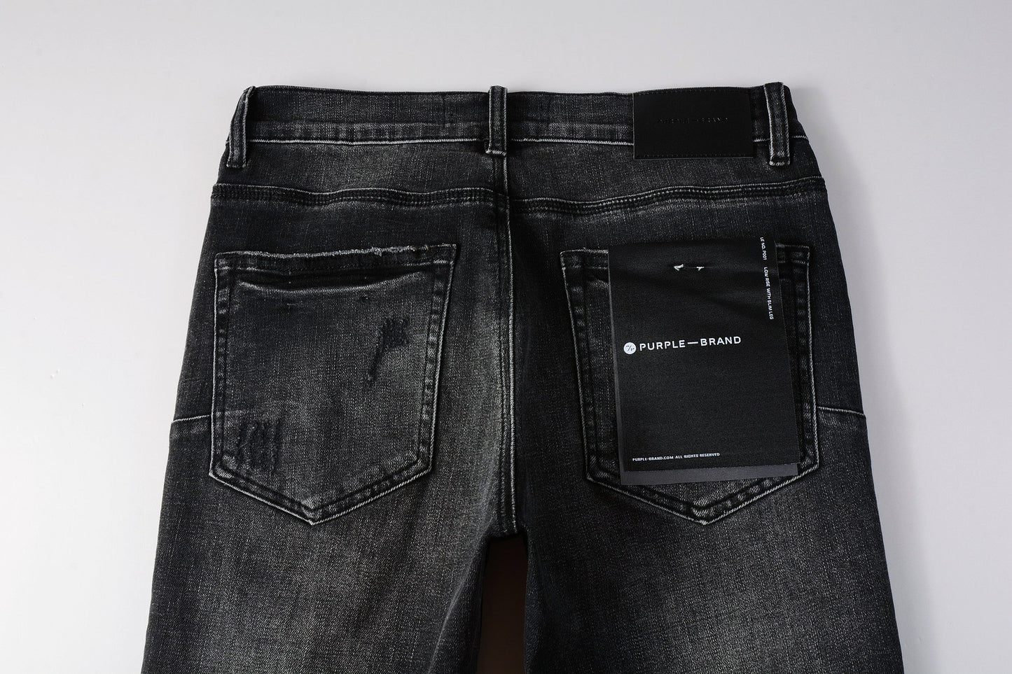Men Streetwear Skinny Jeans Dark Gray Wash with Heavy Distressed Ripped Details 9079