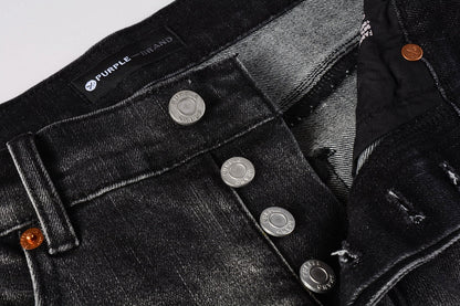 Men Streetwear Skinny Jeans Dark Gray Wash with White Paint Splatter and Distressed Rips 9032