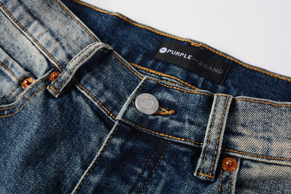 Men Classic Streetwear Jeans Light Washed Distressed skinny Fit 9097