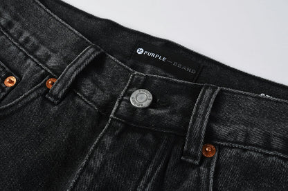 Men Streetwear Wide-Leg Jeans Black Gray Wash with 3D Pinched Pleats