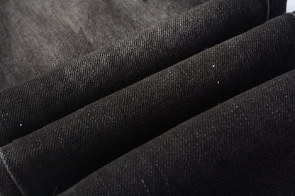 Men Streetwear Skinny Jeans Dark Gray Wash with White Paint Splatter and Distressed Rips 9030
