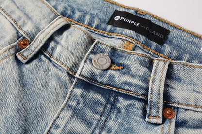 Men Streetwear Jeans Distressed Light Blue Abstract Ripped skinny 9093