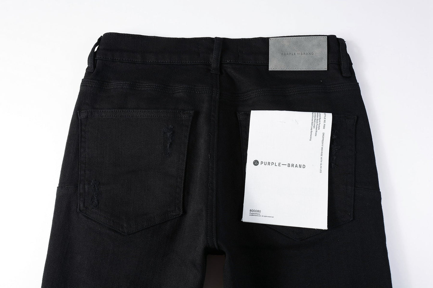 Men Streetwear Skinny Jeans Black Wash with Distressed Rip Details 9022