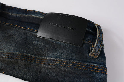 Men Streetwear Skinny Jeans Dark Gray Wash with White Paint Splatter and Brush Strokes 9036