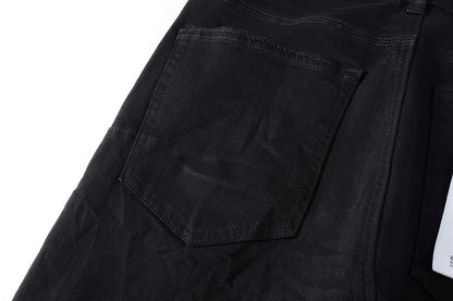 Men Streetwear Skinny Jeans Black Wash with All-Over Metallic Gold "P" Print 9008