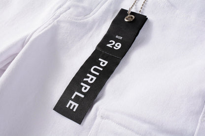 Men Streetwear White Cargo Denim Shorts with Multiple Pockets and Raw Hem 5082