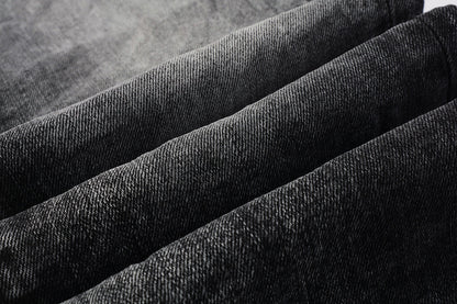 Men Streetwear Skinny Jeans Dark Gray Wash with Minimalist Style 9019