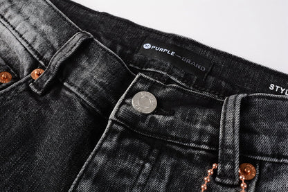 Men Streetwear Skinny Jeans Dark Gray Wash with Minimalist Style 9019