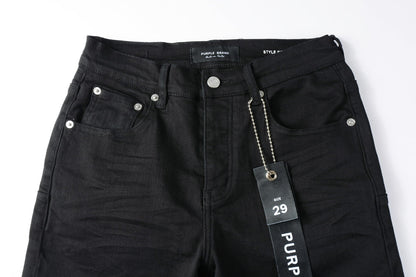 Men Streetwear Denim Shorts Black Wash with Minimalist Design and Raw Hem 5023