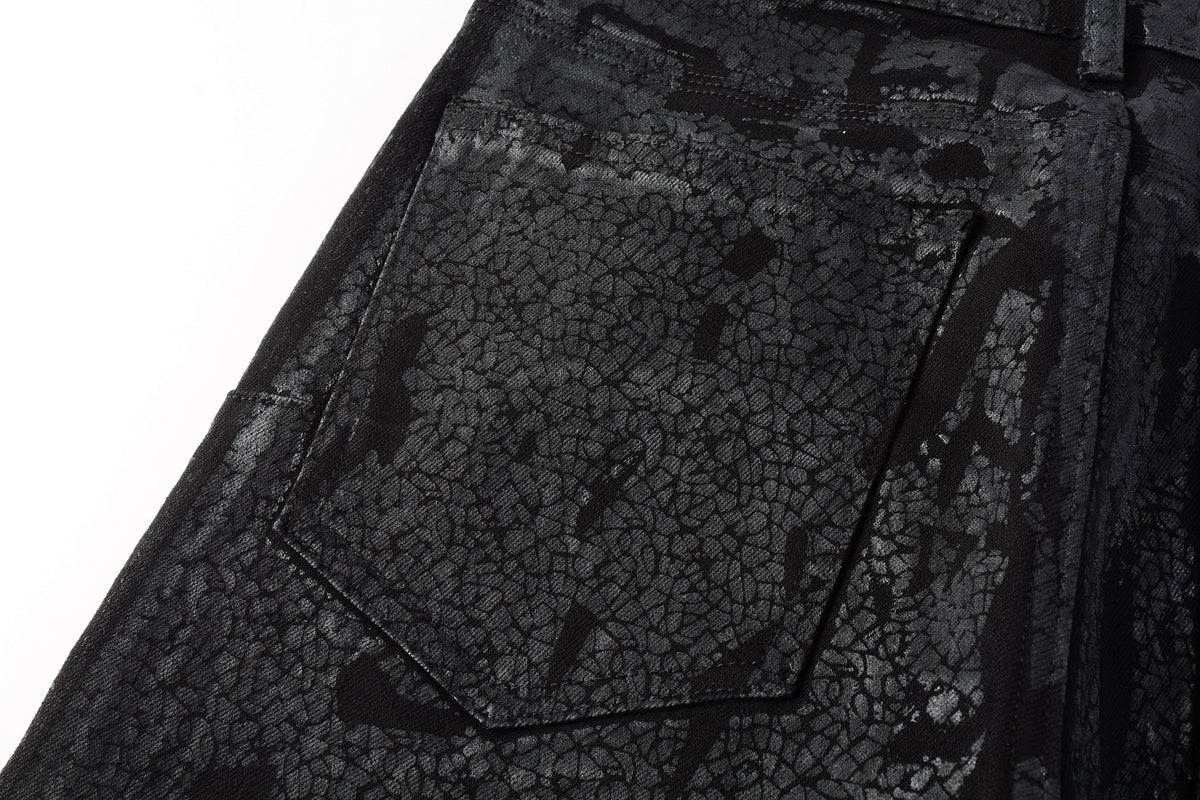 Jeans Coating Texture Personalized Fashion Trend High quality pants 9026