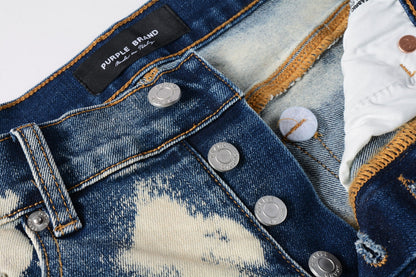 Men Streetwear Skinny Jeans Black and White Graffiti Wash with Multi Color Paint Splash 5090