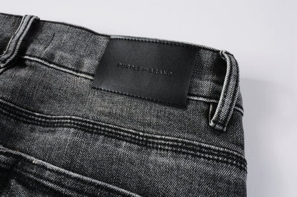 Men Classic Streetwear Jeans Distressed Grey Ripped skinny Fit 9103