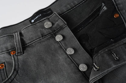 Men Streetwear Grey Denim Shorts with Radial Rhinestone Burst Patterns 5094