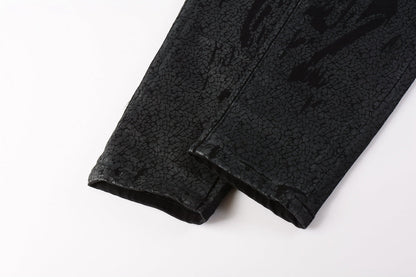 Jeans Coating Texture Personalized Fashion Trend High quality pants 9026