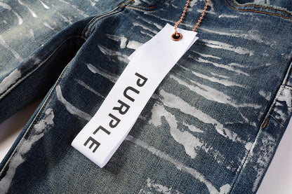 Jeans With Light Dark Paint Distressed Fashion Trend High 9040