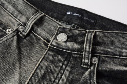 Men Classic Streetwear Jeans Distressed Black Grey Ripped skinny 9068