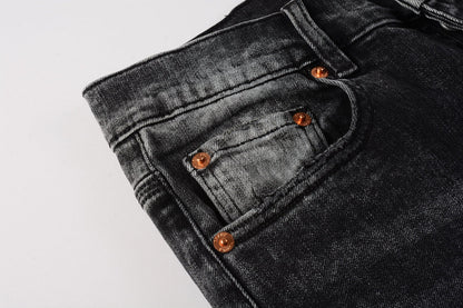 Men Streetwear Skinny Jeans Dark Gray Wash with Minimalist Style 9019