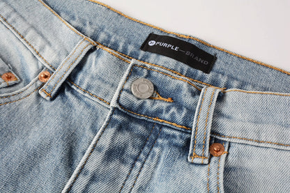 Men Streetwear Jeans Light Blue Ripped Graffiti Print Distressed skinny 9101