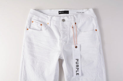 Men Streetwear Skinny Jeans White Wash with Minimalist Textured Finish 9024