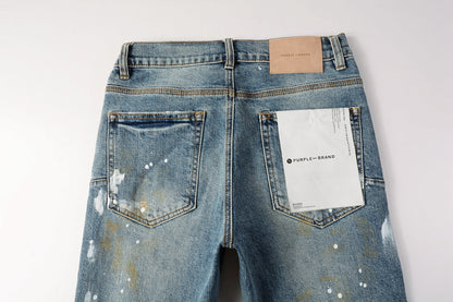 Blue Paint Distressed Jeans 9077 with VintageInspired Worn Look