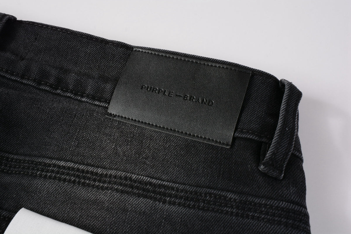 Men Streetwear Skinny Jeans Black Wash with Knee Ripped Details 9029