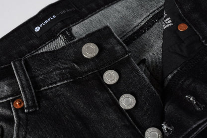 Men Streetwear Skinny Jeans Dark Gray Wash with Distressed Rips and Multi-Color Paint Splatter 9018