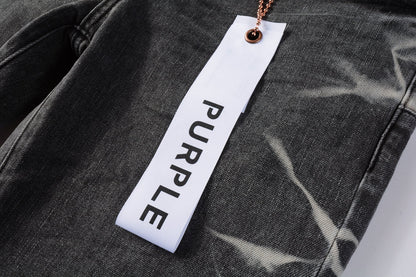 Men Streetwear Skinny Jeans Dark Gray Wash with White Marbled Texture 9056