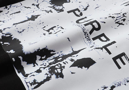 Men Streetwear Short Sleeve Tee Black & White with Purple Brand Abstract Figure Print