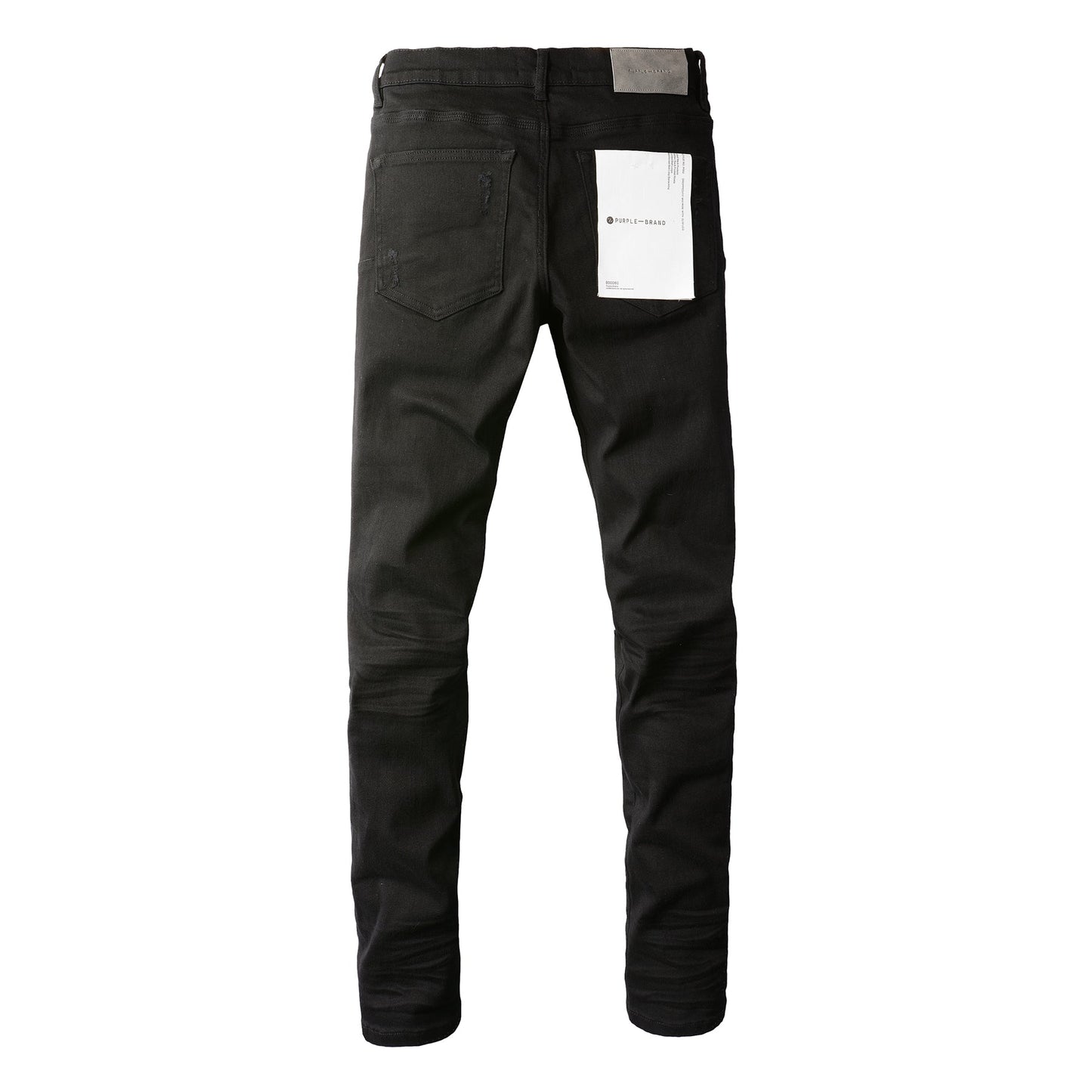 Men Streetwear Skinny Jeans Black Wash with Distressed Rip Details 9022