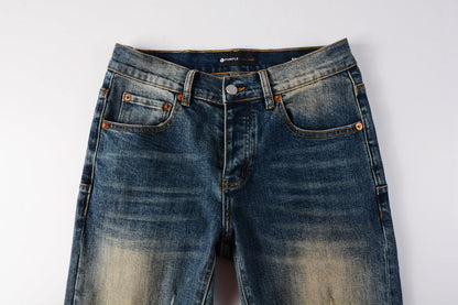 Men Classic Streetwear Jeans Light Washed Distressed skinny Fit 9097