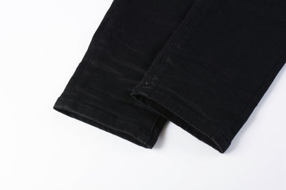 Men Streetwear Skinny Jeans Black Wash with Clean Minimalist Style 9023