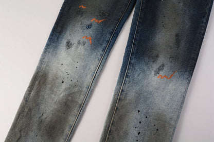 Mens Purple Ripped Jeans Skinny Slim Fit Denim Pants Designer Flared Jeans for Men 9009