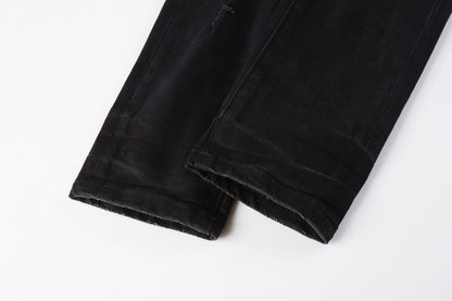 Men Distressed Black Skinny Jeans with Heavy Ripped Design and Grunge Streetwear Vibe 9108