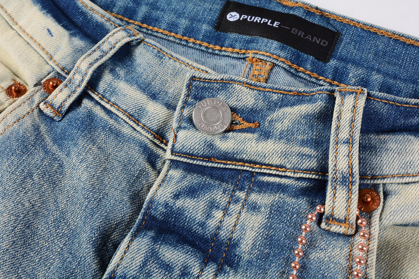 Men Streetwear Skinny Jeans Light Blue Wash with White Paint Splatter and Distressed Rips 9007