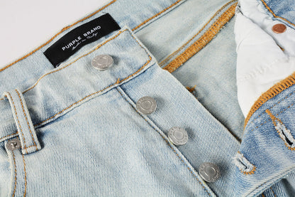Men Streetwear Denim Shorts Light Blue Wash with Colorful Patched Rips and Raw Hem 5067
