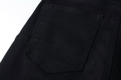 Men Streetwear Skinny Jeans Black Wash with Clean Minimalist Style 9023