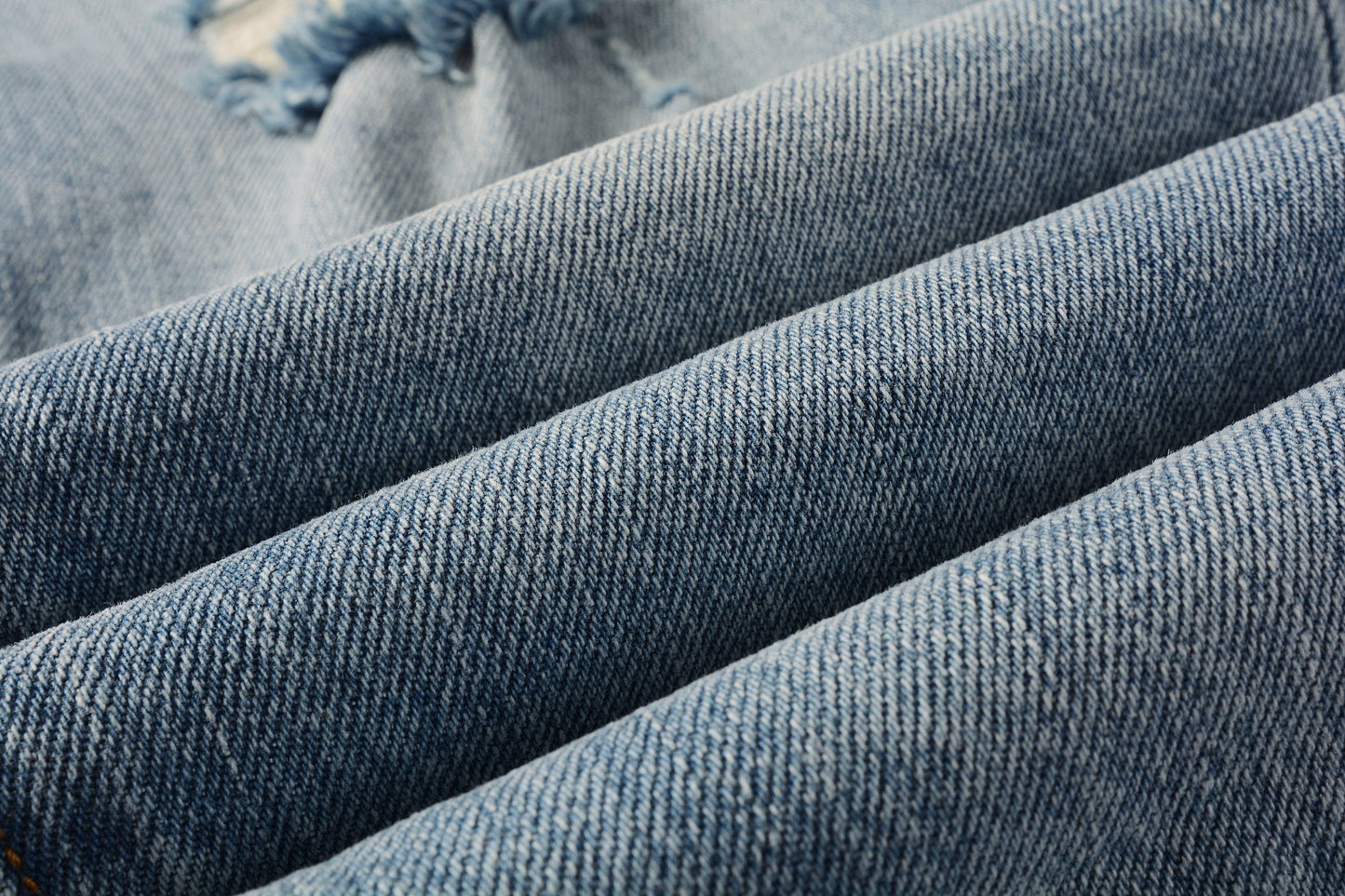 Men Streetwear Skinny Jeans Light Blue Wash with Subtle Distressed Ripped Details 9075